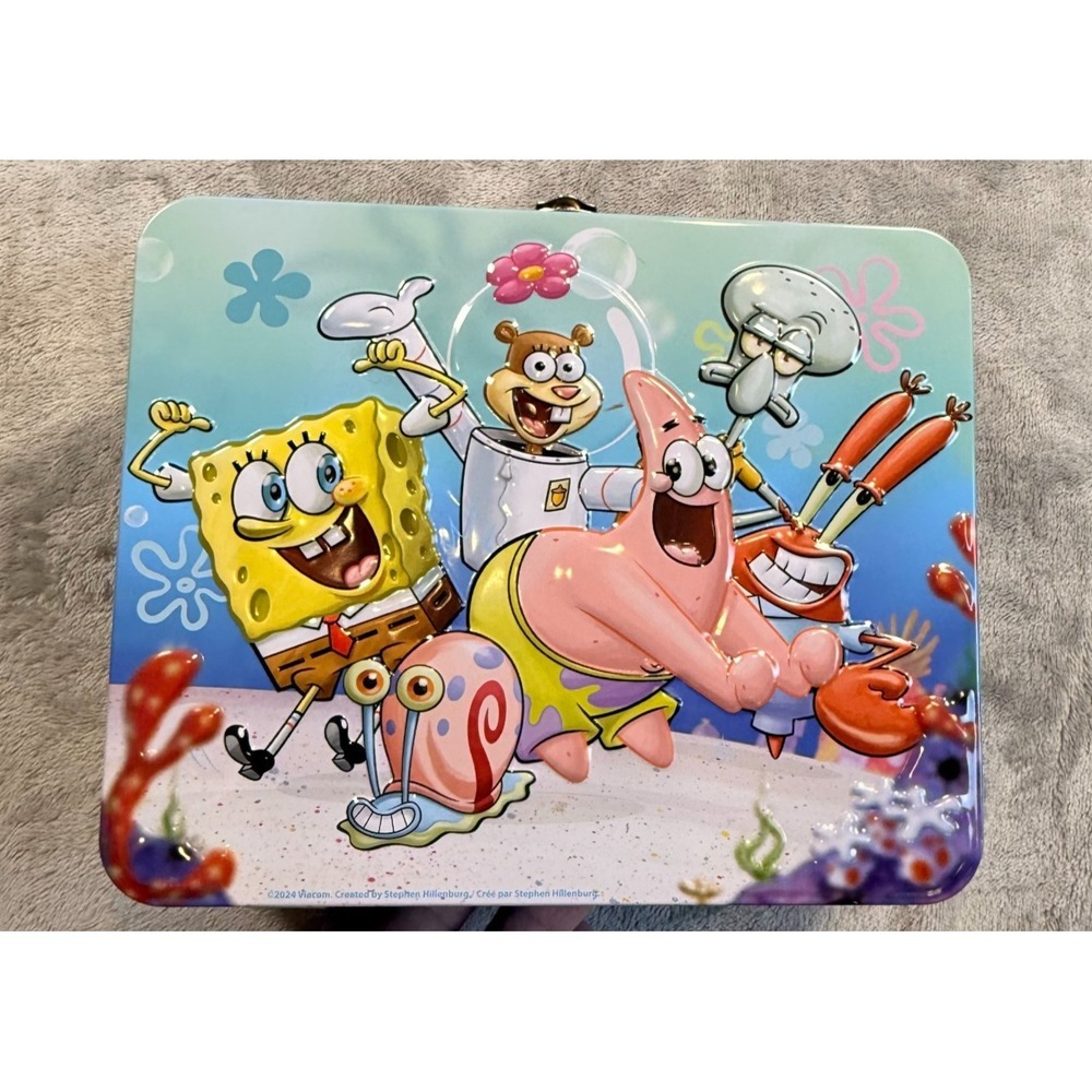 SpongeBob SquarePants Metal Tin Lunch Box Carry Case Storage Box Nickelodeon 202